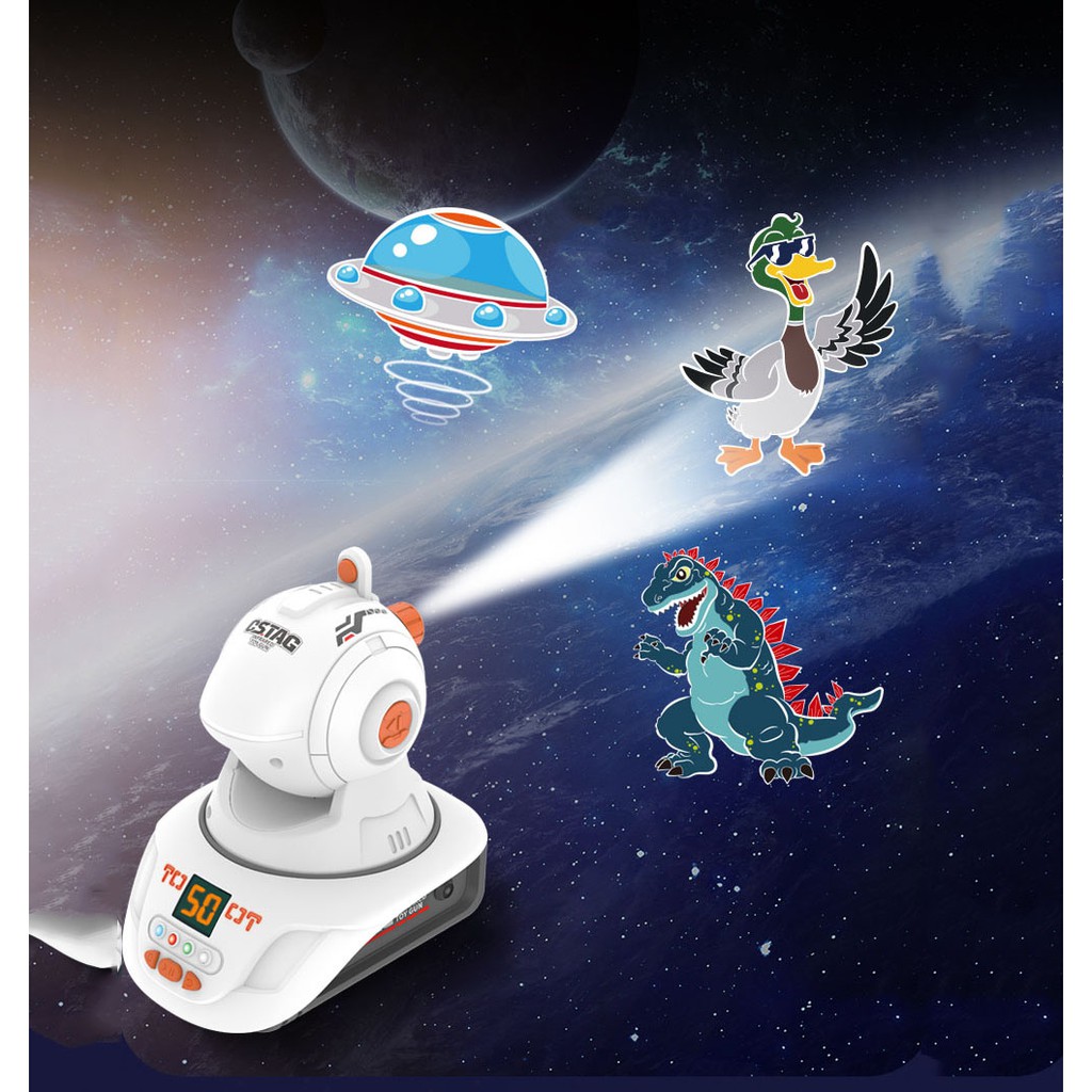 Đồ Chơi Máy Chiếu 3D Cảm Biến Hồng Ngoại "Băn Vịt" Và Tập Trận Giả_ Kèm 3 Thẻ Chiếu_ 1 Máy Chiếu_ 2 Súng Laser