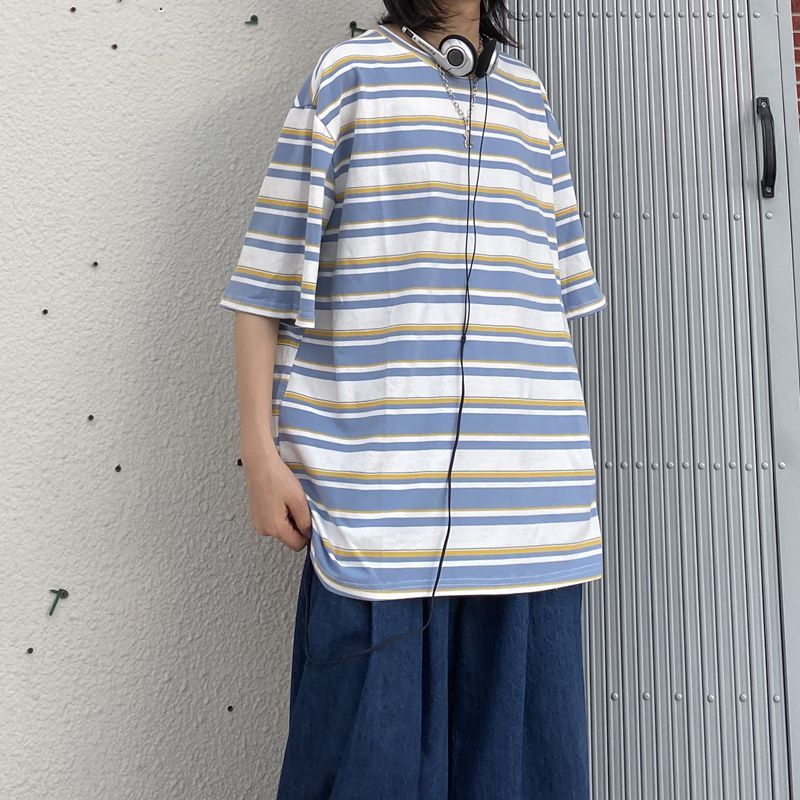 Áo Thun Tay Lỡ Dáng Rộng Kẻ Sọc Ngang Trẻ Trung Hợp Thời Trang 23806a | BigBuy360 - bigbuy360.vn