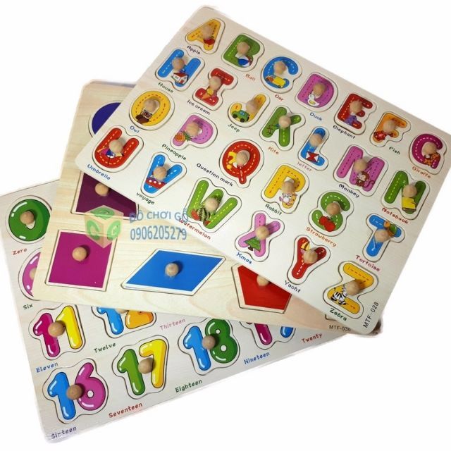 COMBO 3 BẢNG NÚM: HÌNH, CHỮ, SỐ