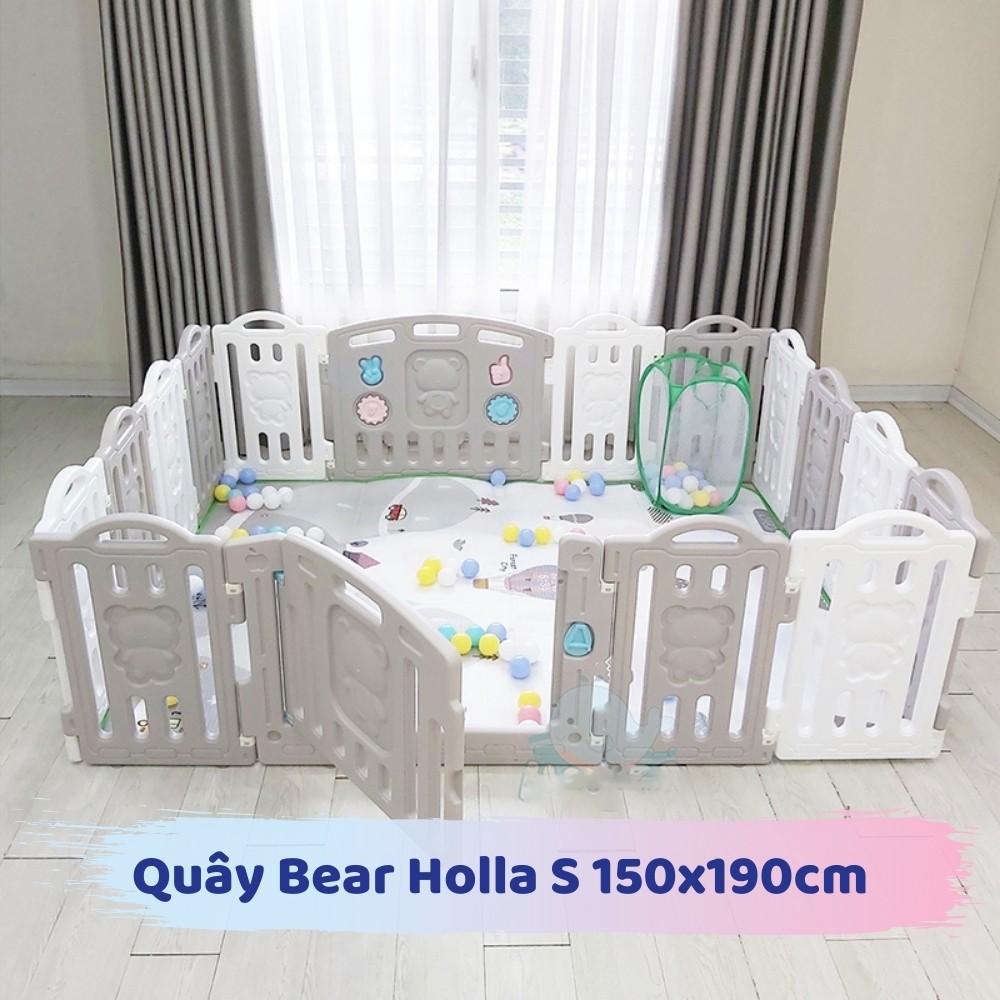 Bộ quây bóng Holla Bear - Quây cũi Bear bằng nhựa cho bé Holla hình gấu HL-0895 - Size S, M - Tháo lắp