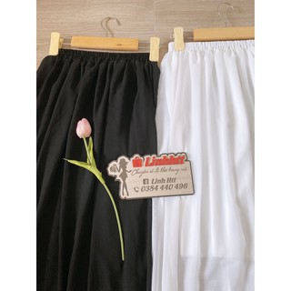 Chân váy midi voan trơn dáng dài (màu đen)