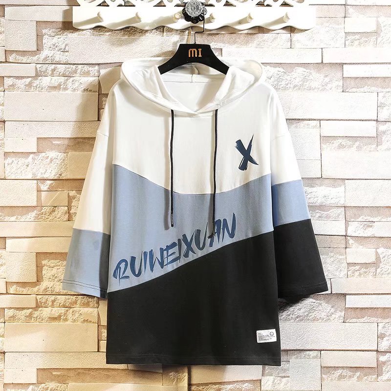 Áo Hoodie Tay Ngắn Dáng Rộng In Chữ Phong Cách Hip Hop Đường Phố Hàn Quốc Thời Trang Cho Nam Và Nữ Size M-3XL
