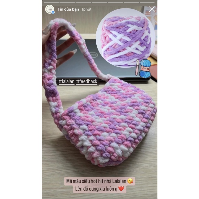 Len Nhung Đũa (Bảng Màu Loang - Hàng Loại 1 Không Tưa Xù) - Cuộn 100gr