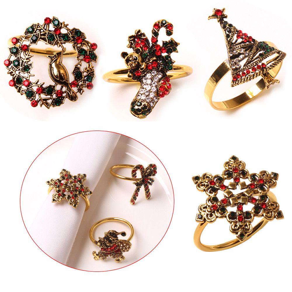 KRNY Nhẫn Treo Khăn Ăn Hình Ông Già Noel Trang Trí Cây Thông Giáng Sinh