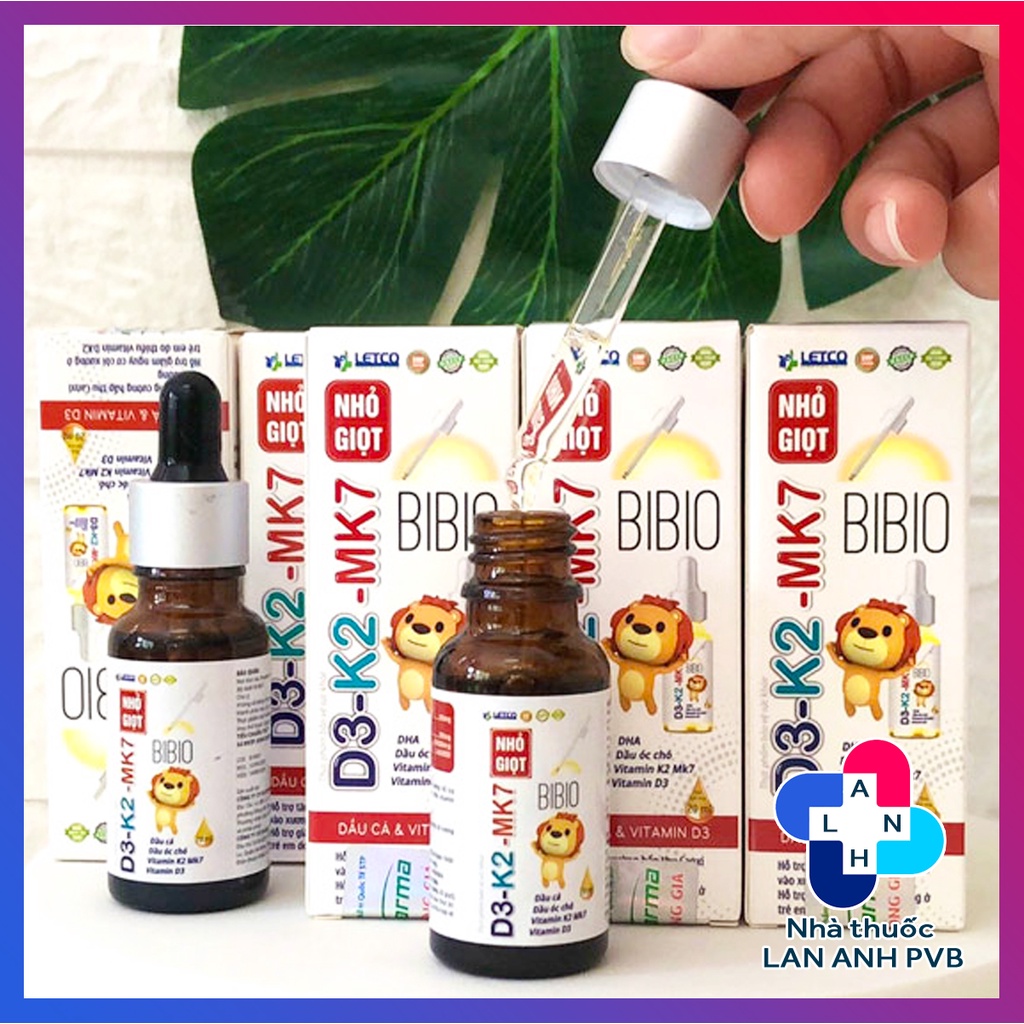 D3 K2 MK7 nhỏ giọt BIBIO – Bổ sung vitamin D3, DHA, hỗ trợ giảm còi xương cho bé.