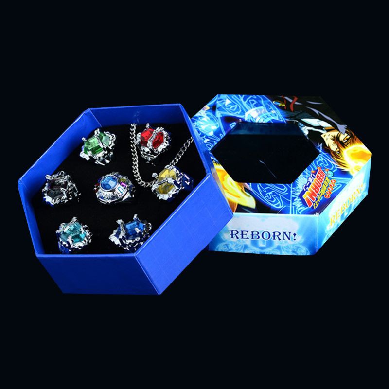 BTF 7Pcs/Set Katekyo Hitman Reborn Vongola Alloy Rings Anime Cosplay Fashion Jewelry Men women kids Gift