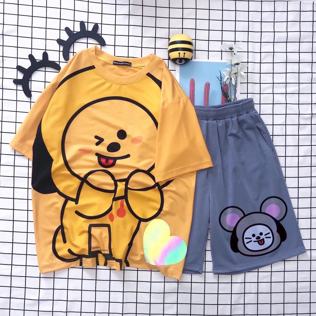 Set bộ quần áo nữ Unisex Bộ BT21, set đồ Unisex form rộng Molly Fashion | BigBuy360 - bigbuy360.vn