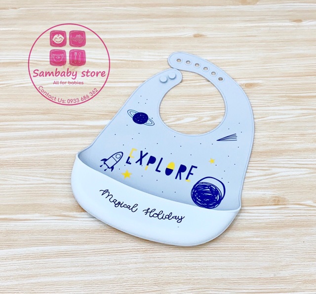 Yếm máng ăn dặm silicone cho bé