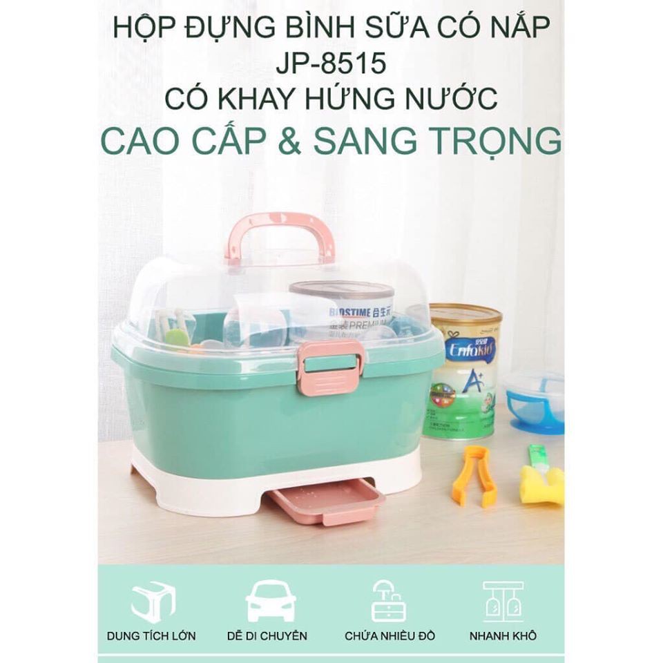 Khay đựng bình sữa có nắp đậy Jupin 8515- giá úp bình sữa Jupin mới phiên bản 2021