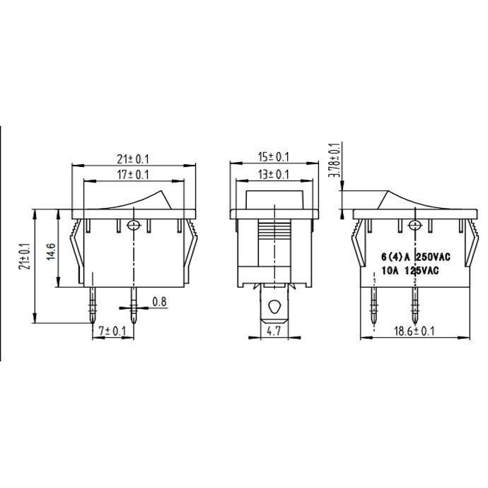 Công Tắt Bập Bênh KCD1-101 2P - 250V 6A