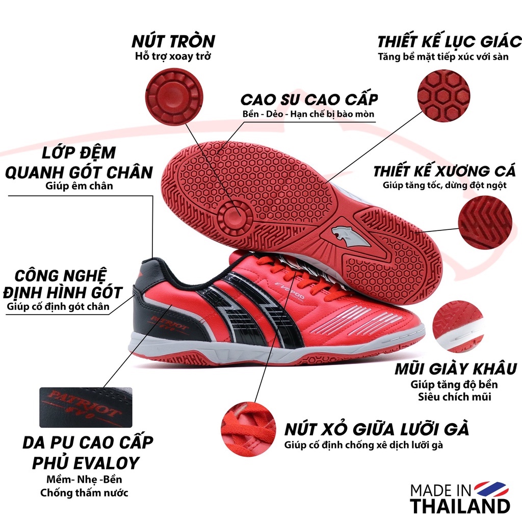 Giày đá banh đế bằng sân futsal Pan Thailand Patriot Evo IC