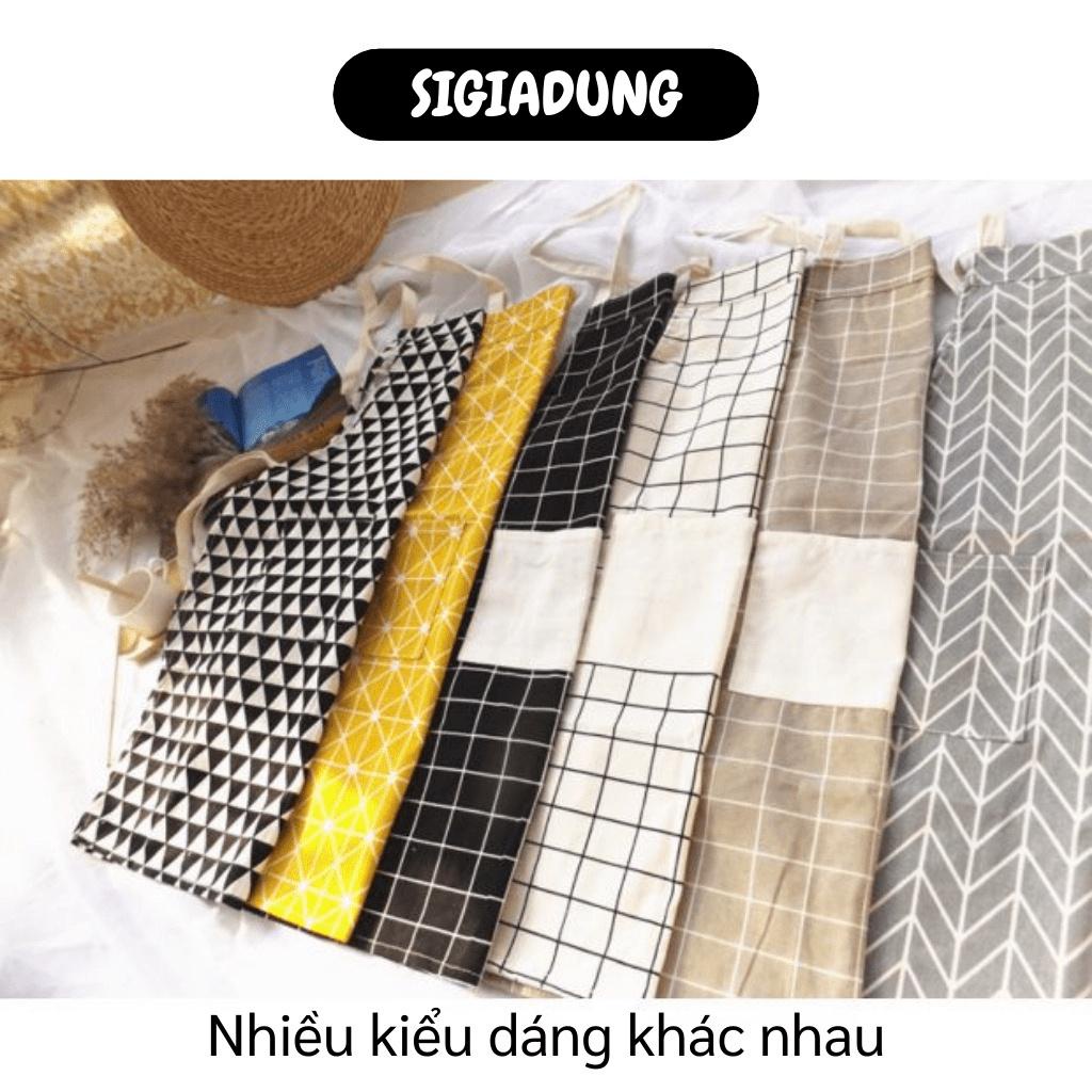 [SGD] Tạp Dề - Tạp Dề Nấu Ăn Bằng Vải Họa Tiết Caro, Tam Giác Kháng Nước Cho Bà Nội Trợ 7816