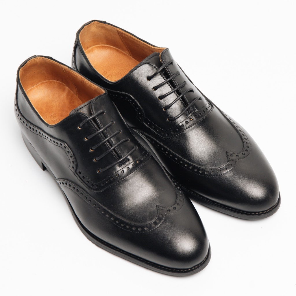 Giày Tây Cao Cấp WINGTIP BROGUES OXFORD - Da Bò Ý Lót Trong Da Bò Mộc - Thương hiệu Be Classy