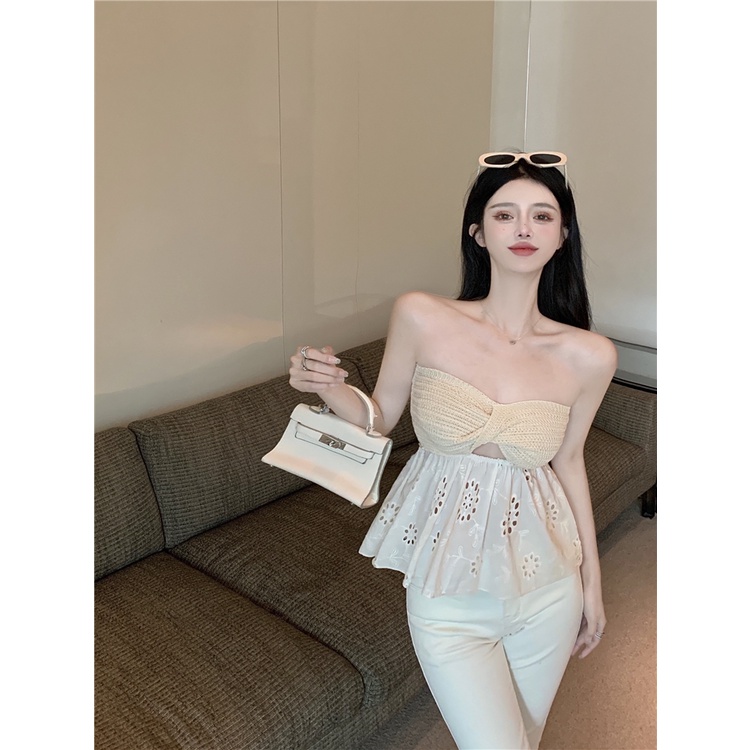 Cocory vn Áo Ống Dệt Kim Hở Lưng Quyến Rũ Thời Trang Mùa Hè Cho Nữ