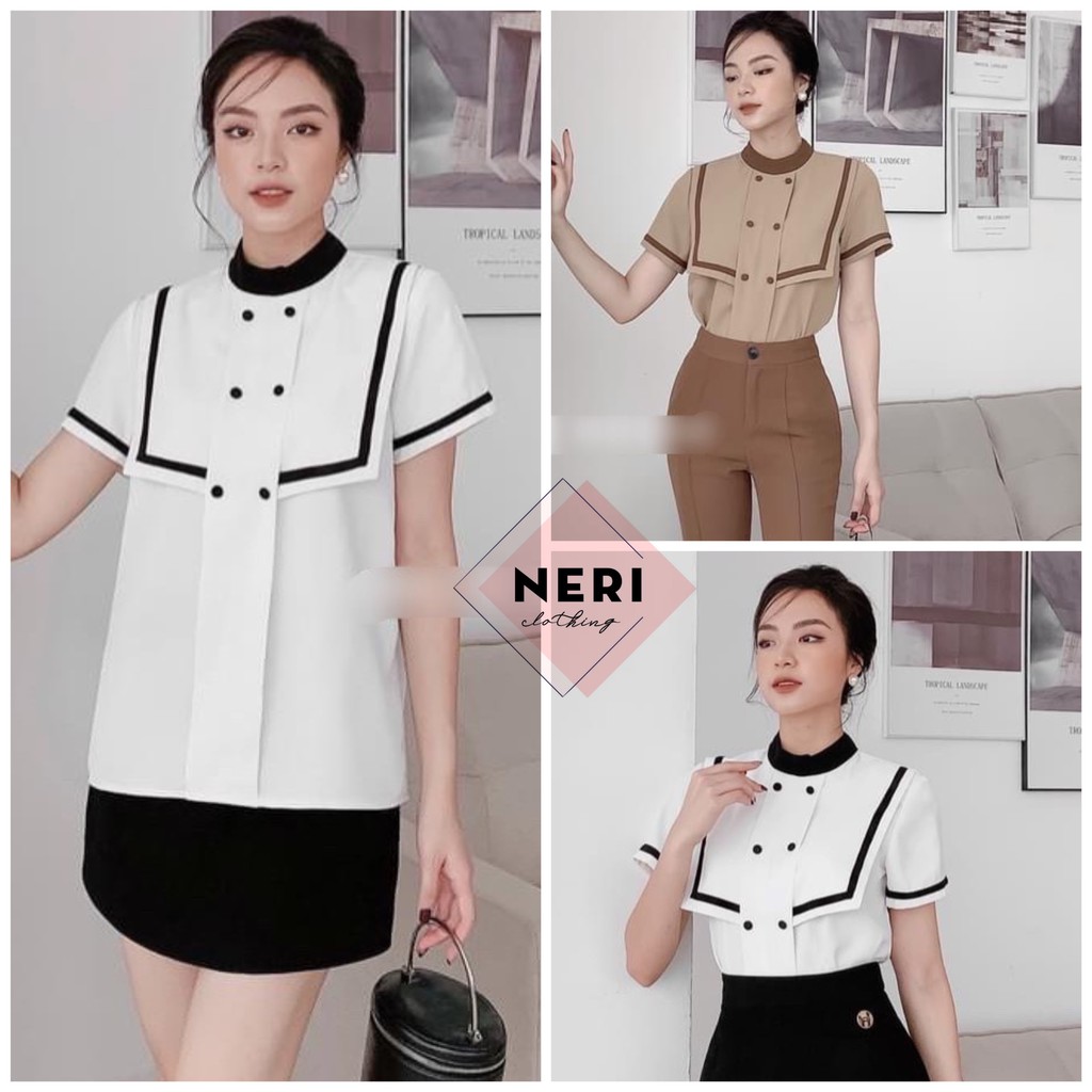 Áo nữ kiểu phối viền chất mát G191 hai màu trẻ trung CÓ BIGSIZE dễ kết hợp với quần và các loại chân váy thời trang