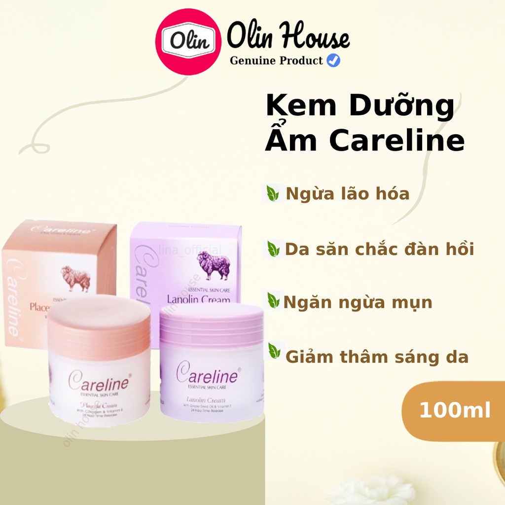 Kem Dưỡng Ẩm Cừu Careline Lanolin Cream 100ml Úc bổ sung Vitamin E cung cấp độ ẩm dưỡng trắng da Olin House