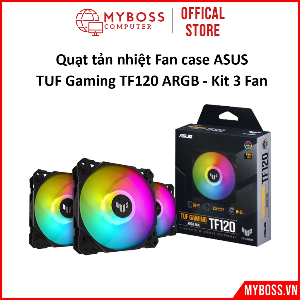 Quạt tản nhiệt Fan case ASUS TUF Gaming TF120 ARGB - Kit 3 Fan kèm HUB bảo hành chính hãng 24 tháng