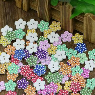 8 nút gỗ bông hoa chấm bi 2cm