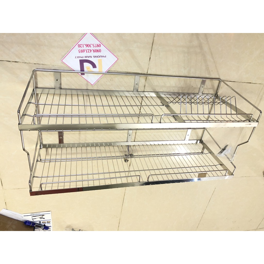 [TĂM ĐẶC TO] Kệ Chén Bát Treo Tường 2 Tầng 100% INOX 304 hàng đặt xưởng hàng chuẩn nặng dày hơn KC10 KỆ CHÉN 2 TẦNG VÍT