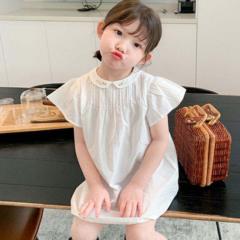 Đầm Baby Doll Thêu Hoa Hàn Quốc Cho Bé Gái