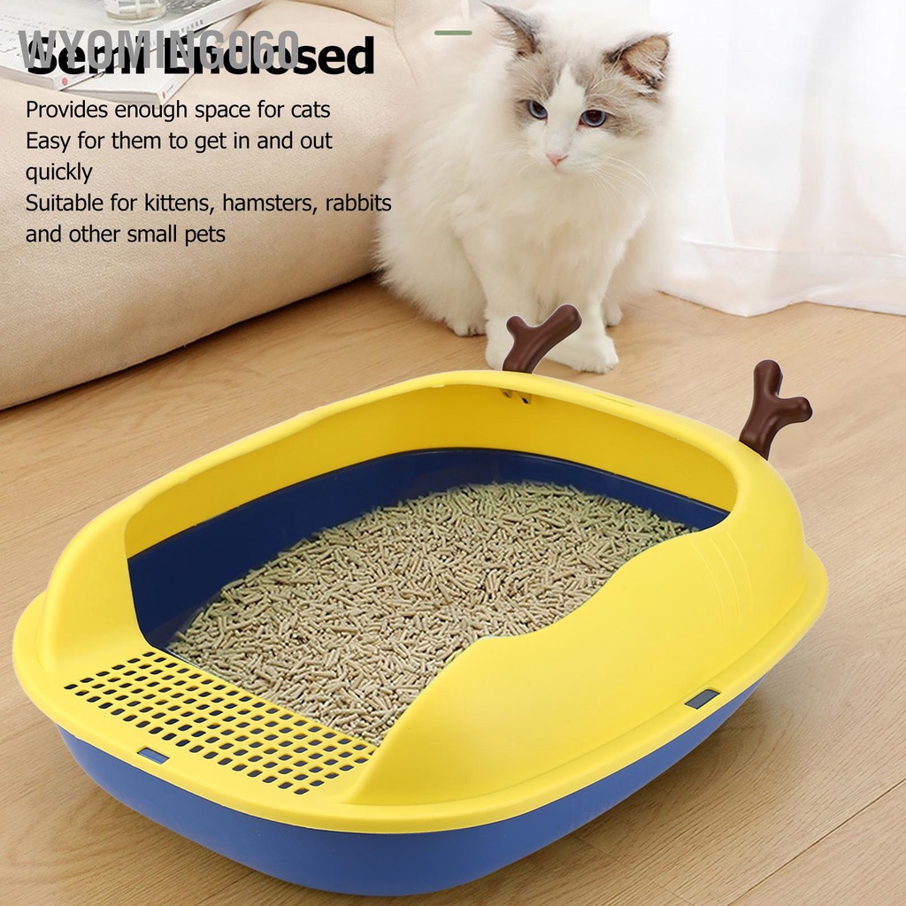 [Hàng Sẵn] Hộp lót chuồng cho mèo Splash Proof Semi kèm theo không gian lớn Nhà vệ sinh con có xẻng dành chó Hamster Chó nhỏ【Wyoming060】