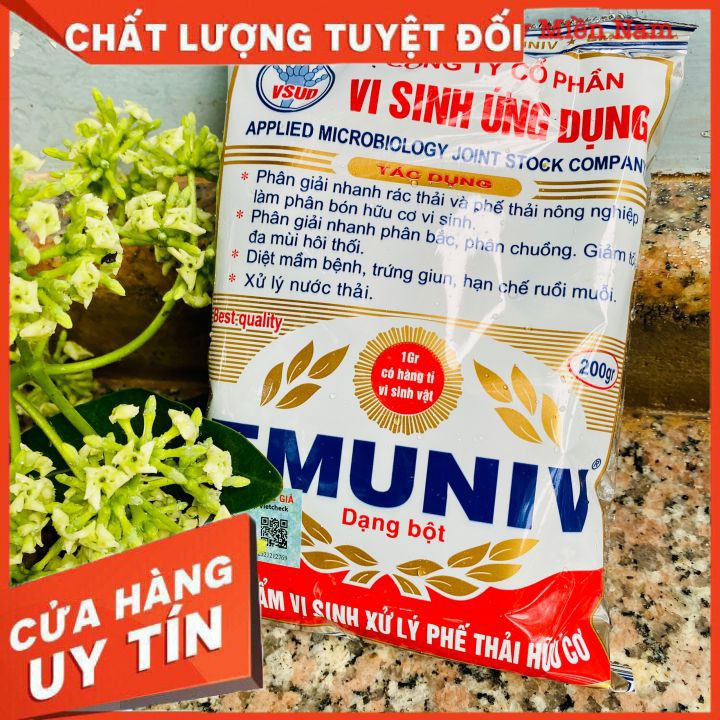 Men Vi Sinh EMUNIV Dùng Để Ủ Rác Thải Hữu Cơ, Đậu Nành, Phân Cá Làm Phân Bón (1400Gram)