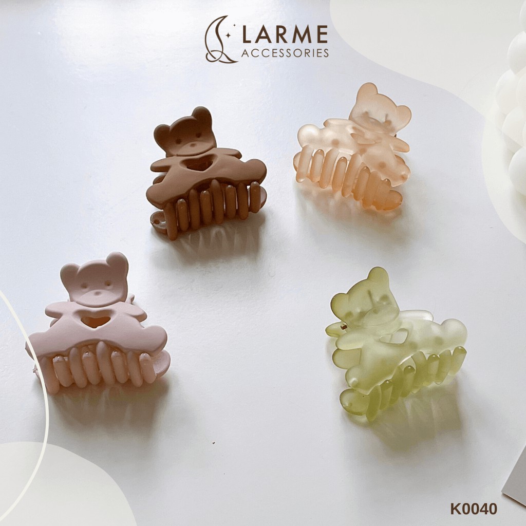 Kẹp càng cua, kẹp tóc mai hình gấu nữ Hàn Quốc màu sắc Larme Accessories - K0040