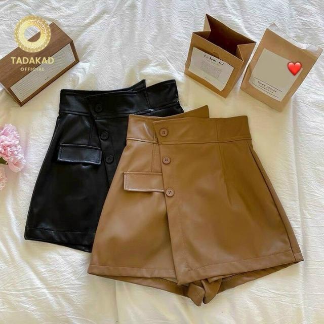 Chân Váy Da Ngắn Vạt Chéo, Quần Đùi Giả Váy Chữ A Lệch Vạt, Cạp Cao, Da Bóng Tôn Dáng Siêu HOT 2021-TADAKAD SHOP | BigBuy360 - bigbuy360.vn