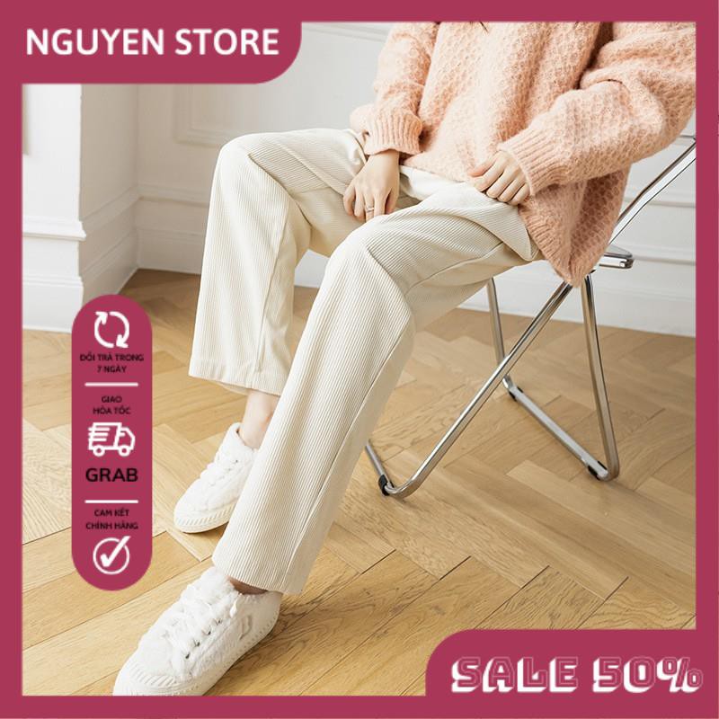 Quần Nhung Nữ Ống Rộng, Quần Ống Suông Nữ Kéo Khóa Trước Thun Sau Chất Nhung Tăm Nhiều Màu, Đủ Size, Siêu Tôn Dáng Cho B | BigBuy360 - bigbuy360.vn