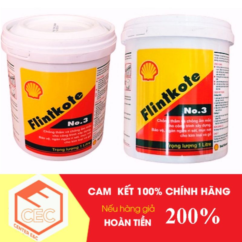 Sơn chống thấm Flintkote 1 lít, Chống thấm Bể nước Hồ cá Koi Màu Đen, Chính hãng Shell Thái Lan - Shop CEC