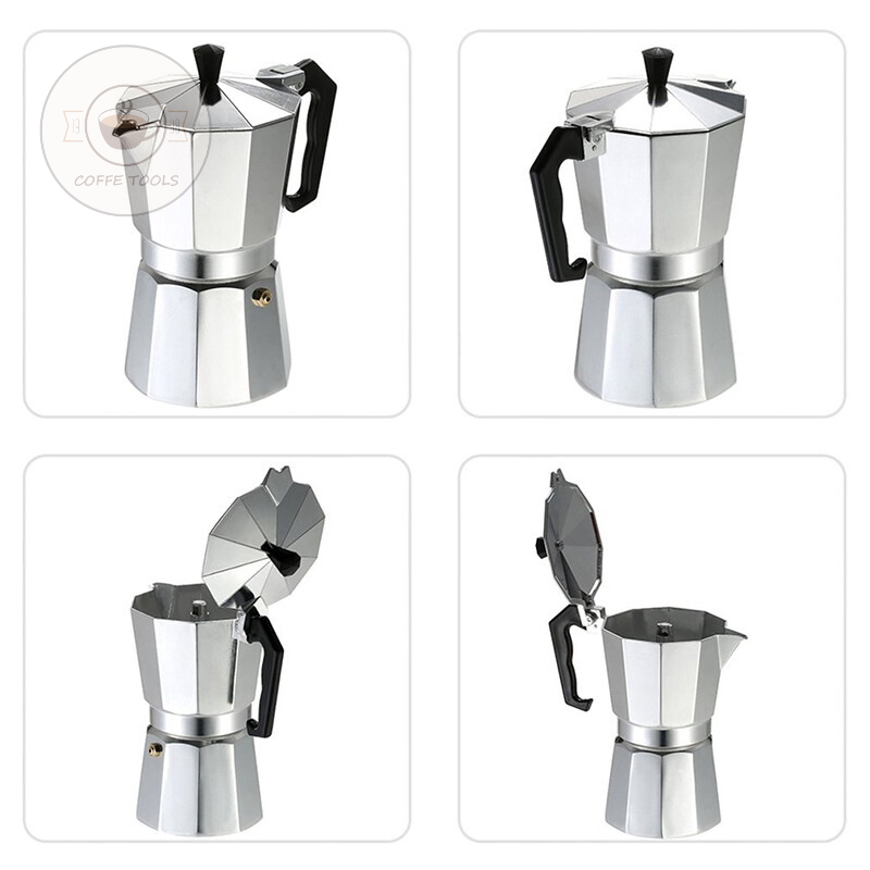 Bình pha cà phê moka pot nhôm hình bát giác cực đẹp màu ngẫu nhiên