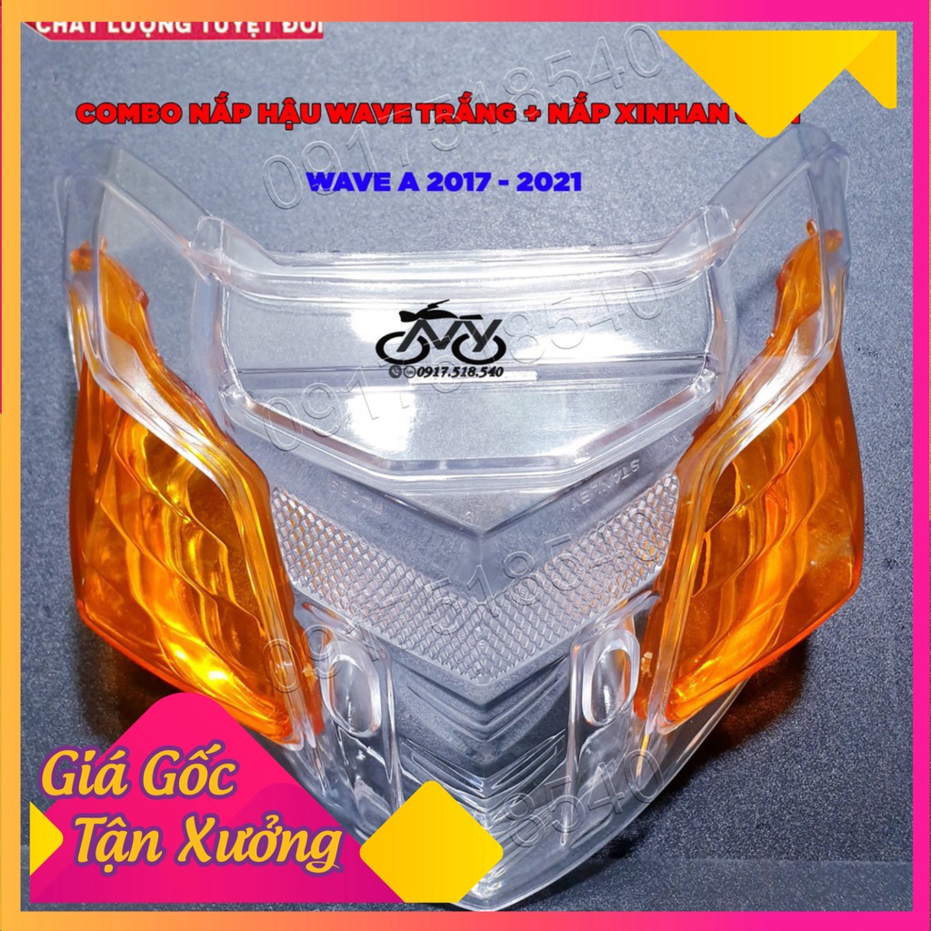 Combo Nắp Đèn Hậu Trắng + nắp xinhan Wave a 2006 - 2021 , Wave S 100 , Rs 100 , Wave 50cc ( giá 1 bộ có nắp xinhan) (Ảnh