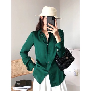 Áo sơ mi lụa trơn dáng váy cao cấp