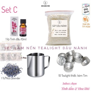 Set làm nến thơm 10 tealight tự chọn tinh dầu nguyên liệu làm nến thơm handmade