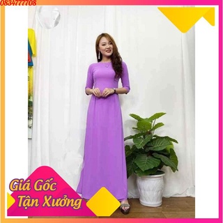 Áo Dài Lụa Nhật Màu Tím Cà Nhẹ Duyên Dáng