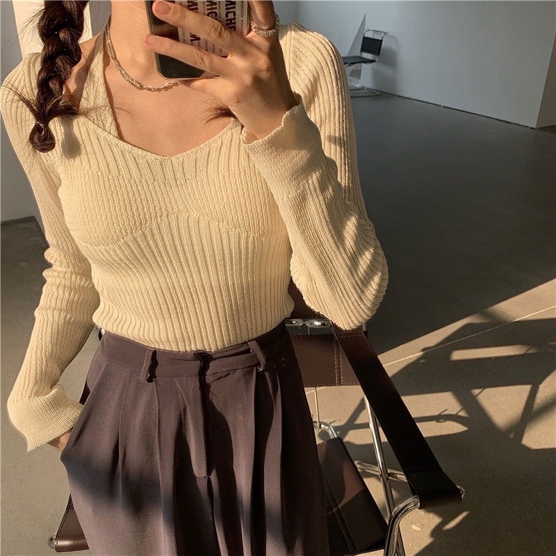 Áo Sweater Tay Dài Hở Vai Dáng Ôm Quyến Rũ Thời Trang Cho Nữ -shopbelinh