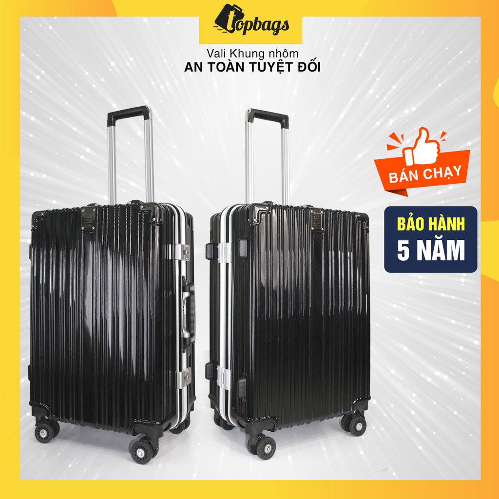 Vali khung nhôm khóa sập KN034 size 20 màu xám - Vali khóa khung cao cấp, bảo hành 5 năm