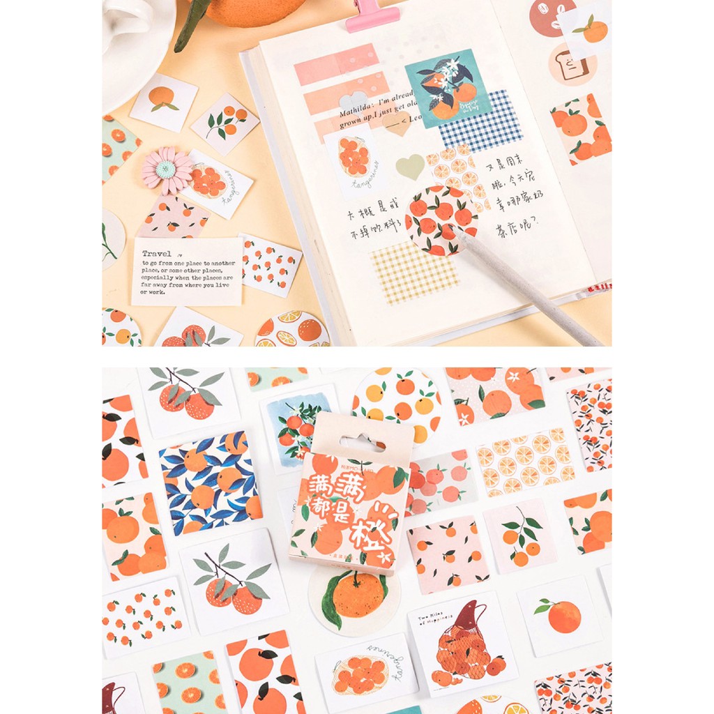 Hộp 46 miếng sticker mẫu quả cam tươi