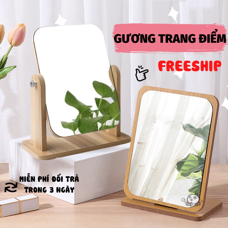 Gương Để Bàn Trang Điểm, Gương Gỗ Để Bàn Trang Trí Kiểu Hàn Sang Trọng