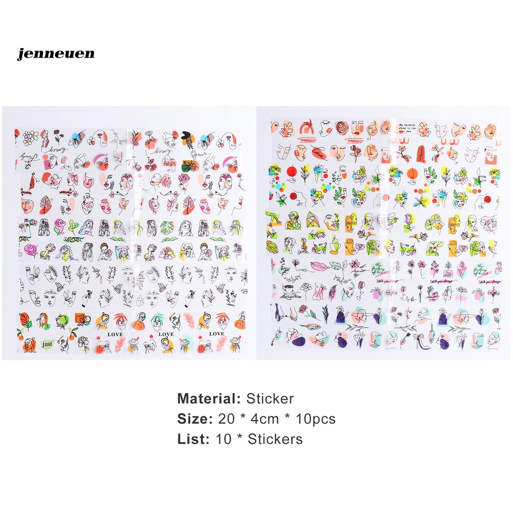 [Hàng mới về] Set 10 tấm nhãn dán móng tay nhiều kiểu dáng đẹp mắt nghệ thuật