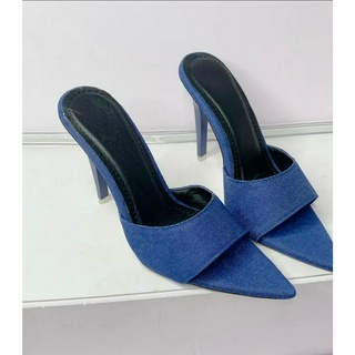 Dép cao gót nhọn 9cm quai bọc jean hothit