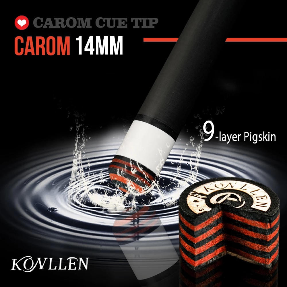 Phụ kiện đầu cơ bida KONLLEN 3C-PLUS Carom chuyên nghiệp 14mm 9 lớp