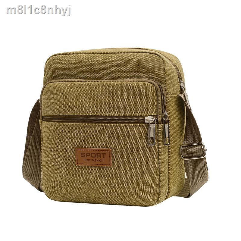 túi đeo vai vải mới của nam giới vuông nhỏ nhiều dây kéo giản dị cổ điển kinh doanh ba lô chéo đựng tiền xu