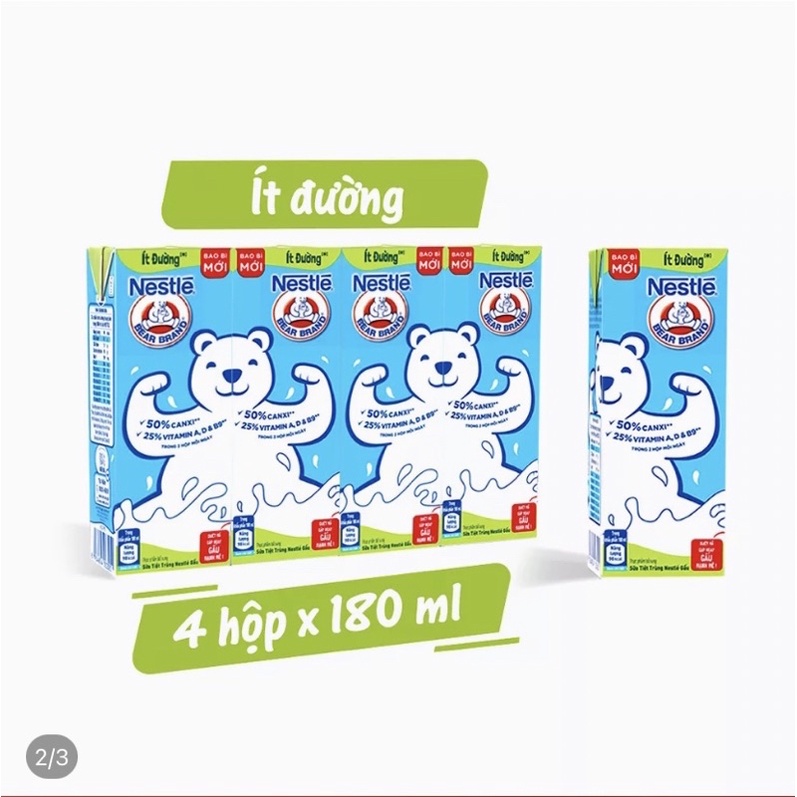 Date Thùng 48 hộp sữa Nestlé Gấu ít đường (48x180ml). [Date 06/2022]