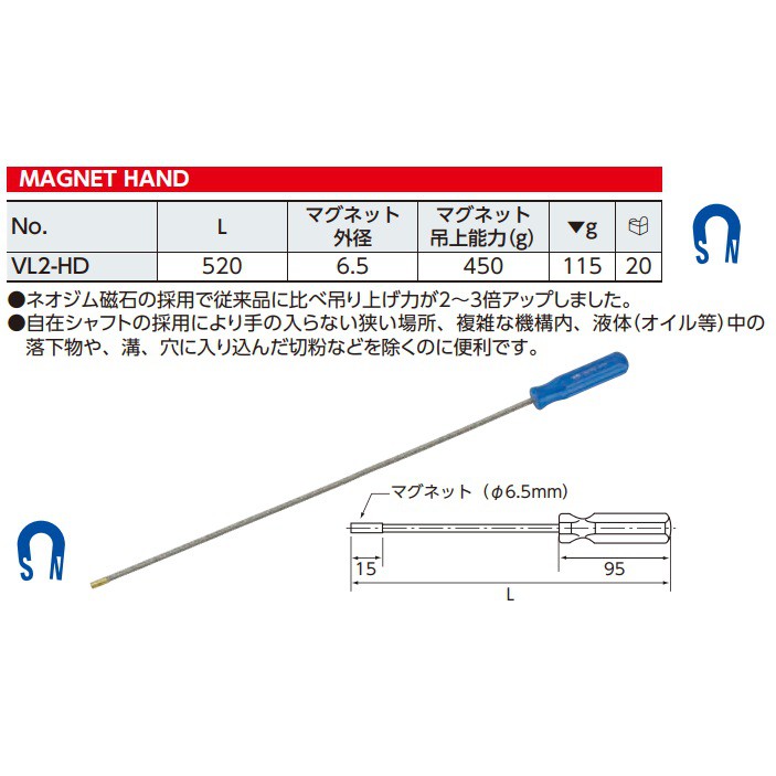 Thanh lấy ốc rơi KTC mã VL2-HD