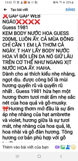 Kem Body nước hoa Gues 1981 | BigBuy360 - bigbuy360.vn