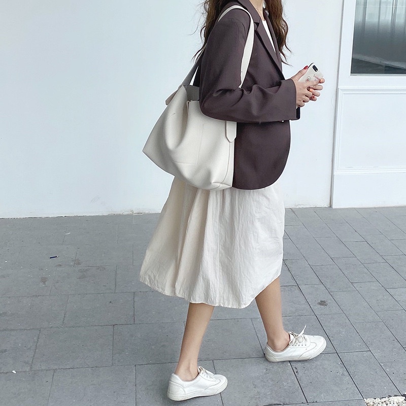 Túi tote túi bucket da sần nguyên miếng quai bản to dày chắc chắn phong cách ulzzang Hàn quốc