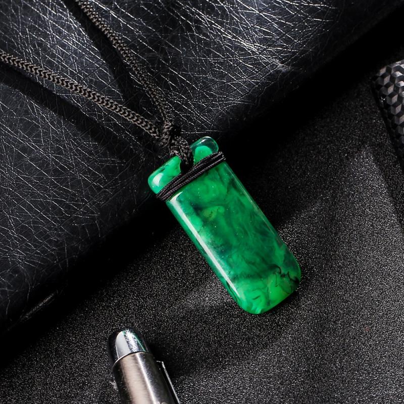 Vòng cổ dây thừng đen mặt đá Aquaman Justice League màu xanh lá bằng nhựa resin thời trang cá tính cho nam