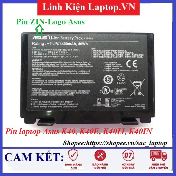 ⚡️[Pin zin] Pin laptop Asus K40, K40E, K40IJ, K40IN