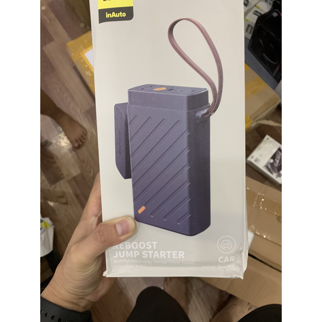 Pin dự phòng kích bình ắc quy xe ô tô Baseus BS-CN02 Reboost Jump Starter 220V/100W  có cổng ra 220V